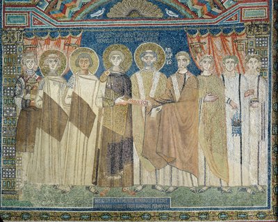 The Emperor Constantine IV grants tax immunity to the Archbishop of Ravenna by Byzantine School
